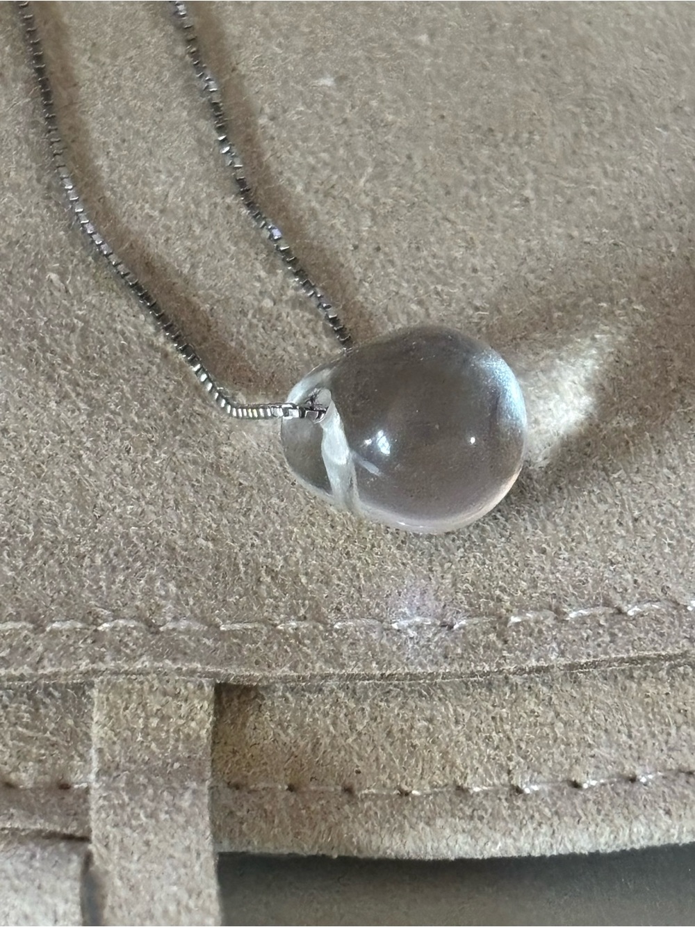Clear Crystal Drop Pendant Necklace, Sterling Silver